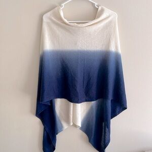 Claudia Nichole Cashmere Silk Ombre Cream Blue Poncho Shrug
